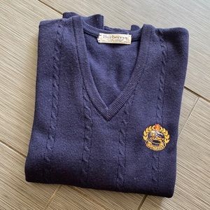 Burberrys Men’s V-Neck Sweater - Navy Blue